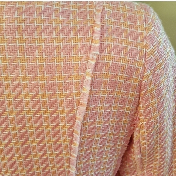 VINTAGE SAG HARBOR Pink Tweed Fully Lined Cropped Blazer Jacket - Picture 5 of 8